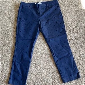 Blue Capris with Black Polka Dots